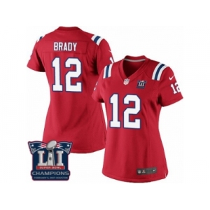 Women's Nike New England Patriots #12 Tom Brady Red Alternate Super Bowl LI Champions NFL Jersey