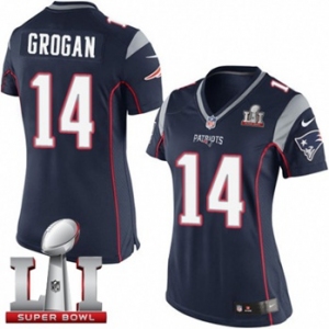 Women's Nike New England Patriots #14 Steve Grogan Elite Navy Blue Team Color Super Bowl LI 51 NFL Jersey