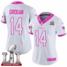 Women's Nike New England Patriots #14 Steve Grogan Limited White-Pink Rush Fashion Super Bowl LI 51 NFL Jersey