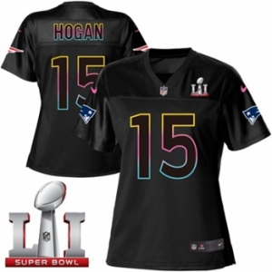 Women's Nike New England Patriots #15 Chris Hogan Game Black Fashion Super Bowl LI 51 NFL Jersey