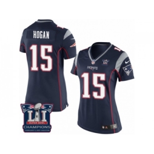 Women's Nike New England Patriots #15 Chris Hogan Navy Blue Team Color Super Bowl LI Champions NFL Jersey
