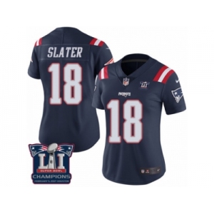 Women's Nike New England Patriots #18 Matthew Slater Limited Navy Blue Rush Super Bowl LI Champions NFL Jersey