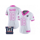 Women's Nike New England Patriots #18 Matthew Slater Limited White Pink Rush Fashion Super Bowl LI Champions NFL Jersey