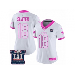 Women's Nike New England Patriots #18 Matthew Slater Limited White Pink Rush Fashion Super Bowl LI Champions NFL Jersey