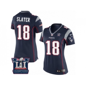 Women's Nike New England Patriots #18 Matthew Slater Navy Blue Team Color Super Bowl LI Champions NFL Jersey