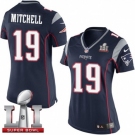 Women's Nike New England Patriots #19 Malcolm Mitchell Elite Navy Blue Team Color Super Bowl LI 51 NFL Jersey