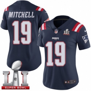 Women's Nike New England Patriots #19 Malcolm Mitchell Limited Navy Blue Rush Super Bowl LI 51 NFL Jersey