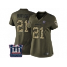 Women's Nike New England Patriots #21 Malcolm Butler Limited Green Salute to Service Super Bowl LI Champions NFL Jersey