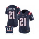 Women's Nike New England Patriots #21 Malcolm Butler Limited Navy Blue Rush Super Bowl LI Champions NFL Jersey