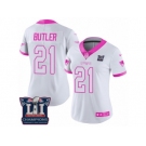 Women's Nike New England Patriots #21 Malcolm Butler Limited White Pink Rush Fashion Super Bowl LI Champions NFL Jersey