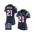 Women's Nike New England Patriots #21 Malcolm Butler Navy Blue Team Color Super Bowl LI Champions NFL Jersey