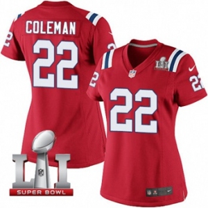 Women's Nike New England Patriots #22 Justin Coleman Elite Red Alternate Super Bowl LI 51 NFL Jersey