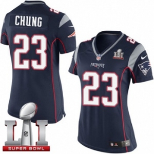 Women's Nike New England Patriots #23 Patrick Chung Elite Navy Blue Team Color Super Bowl LI 51 NFL Jersey