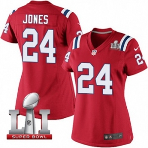 Women's Nike New England Patriots #24 Cyrus Jones Elite Red Alternate Super Bowl LI 51 NFL Jersey