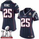 Women's Nike New England Patriots #25 Eric Rowe Elite Navy Blue Team Color Super Bowl LI 51 NFL Jersey