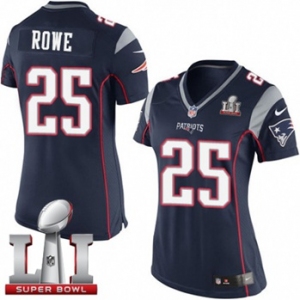 Women's Nike New England Patriots #25 Eric Rowe Elite Navy Blue Team Color Super Bowl LI 51 NFL Jersey