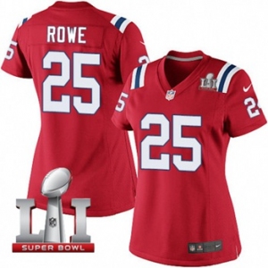 Women's Nike New England Patriots #25 Eric Rowe Elite Red Alternate Super Bowl LI 51 NFL Jersey