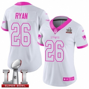 Women's Nike New England Patriots #26 Logan Ryan Limited White-Pink Rush Fashion Super Bowl LI 51 NFL Jersey