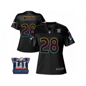 Women's Nike New England Patriots #28 James White Game Black Fashion Super Bowl LI Champions NFL Jersey