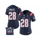 Women's Nike New England Patriots #28 James White Limited Navy Blue Rush Super Bowl LI Champions NFL Jersey