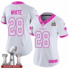 Women's Nike New England Patriots #28 James White Limited White-Pink Rush Fashion Super Bowl LI 51 NFL Jersey