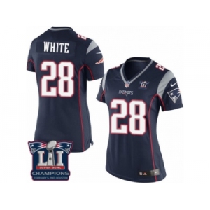 Women's Nike New England Patriots #28 James White Navy Blue Team Color Super Bowl LI Champions NFL Jersey