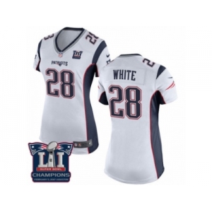 Women's Nike New England Patriots #28 James White White Super Bowl LI Champions NFL Jersey