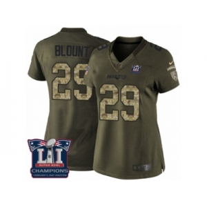 Women's Nike New England Patriots #29 LeGarrette Blount Limited Green Salute to Service Super Bowl LI Champions NFL Jersey