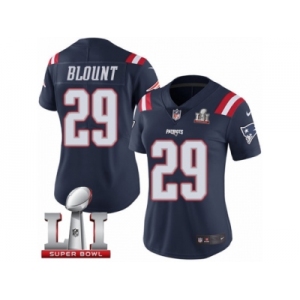 Women's Nike New England Patriots #29 LeGarrette Blount Limited Navy Blue Rush Super Bowl LI 51 NFL Jersey