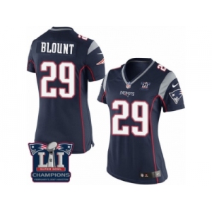 Women's Nike New England Patriots #29 LeGarrette Blount Navy Blue Team Color Super Bowl LI Champions NFL Jersey