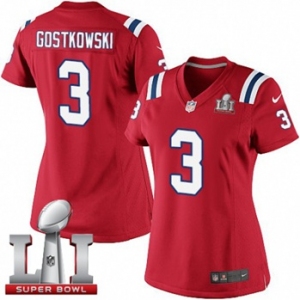 Women's Nike New England Patriots #3 Stephen Gostkowski Elite Red Alternate Super Bowl LI 51 NFL Jersey