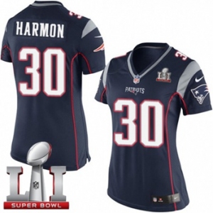 Women's Nike New England Patriots #30 Duron Harmon Elite Navy Blue Team Color Super Bowl LI 51 NFL Jersey