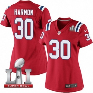 Women's Nike New England Patriots #30 Duron Harmon Elite Red Alternate Super Bowl LI 51 NFL Jersey