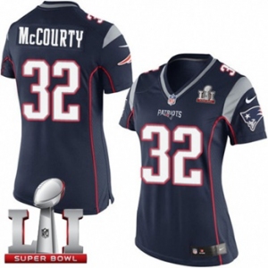 Women's Nike New England Patriots #32 Devin McCourty Limited Navy Blue Team Color Super Bowl LI 51 NFL Jersey