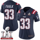 Women's Nike New England Patriots #33 Kevin Faulk Limited Navy Blue Rush Super Bowl LI 51 NFL Jersey