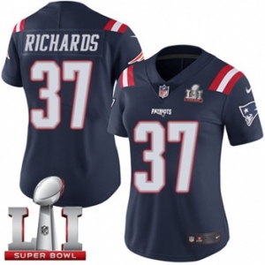 Women's Nike New England Patriots #37 Jordan Richards Limited Navy Blue Rush Super Bowl LI 51 NFL Jersey