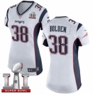 Women's Nike New England Patriots #38 Brandon Bolden Elite White Super Bowl LI 51 NFL Jersey