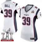 Women's Nike New England Patriots #39 Montee Ball Elite White Super Bowl LI 51 NFL Jersey