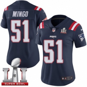 Women's Nike New England Patriots #51 Barkevious Mingo Limited Navy Blue Rush Super Bowl LI 51 NFL Jersey