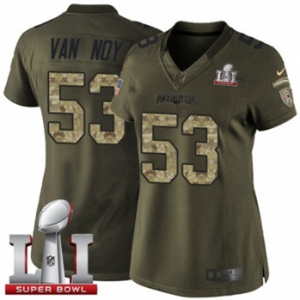 Women's Nike New England Patriots #53 Kyle Van Noy Limited Green Salute to Service Super Bowl LI 51 NFL Jersey