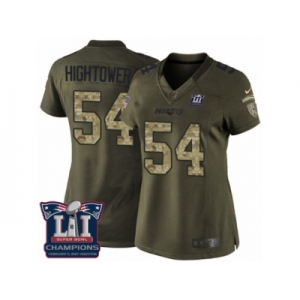 Women's Nike New England Patriots #54 Dont'a Hightower Limited Green Salute to Service Super Bowl LI Champions NFL Jersey