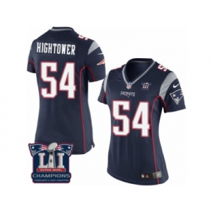 Women's Nike New England Patriots #54 Dont'a Hightower Navy Blue Team Color Super Bowl LI Champions NFL Jersey