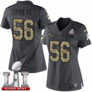 Women's Nike New England Patriots #56 Andre Tippett Limited Black 2016 Salute to Service Super Bowl LI 51 NFL Jersey