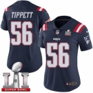 Women's Nike New England Patriots #56 Andre Tippett Limited Navy Blue Rush Super Bowl LI 51 NFL Jersey