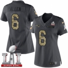 Women's Nike New England Patriots #6 Ryan Allen Limited Black 2016 Salute to Service Super Bowl LI 51 NFL Jersey