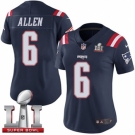 Women's Nike New England Patriots #6 Ryan Allen Limited Navy Blue Rush Super Bowl LI 51 NFL Jersey