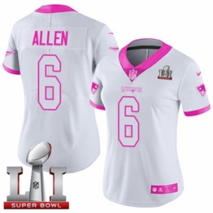 Women's Nike New England Patriots #6 Ryan Allen Limited White-Pink Rush Fashion Super Bowl LI 51 NFL Jersey