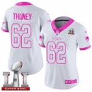 Women's Nike New England Patriots #62 Joe Thuney Limited White-Pink Rush Fashion Super Bowl LI 51 NFL Jersey