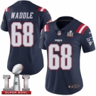 Women's Nike New England Patriots #68 LaAdrian Waddle Limited Navy Blue Rush Super Bowl LI 51 NFL Jersey