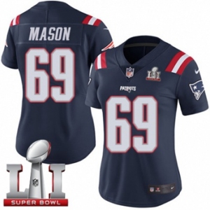 Women's Nike New England Patriots #69 Shaq Mason Limited Navy Blue Rush Super Bowl LI 51 NFL Jersey